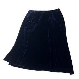Worldly Things By Dan Velvet A-Line Skirt Made In Italy Size 42 Deep Blue 70d